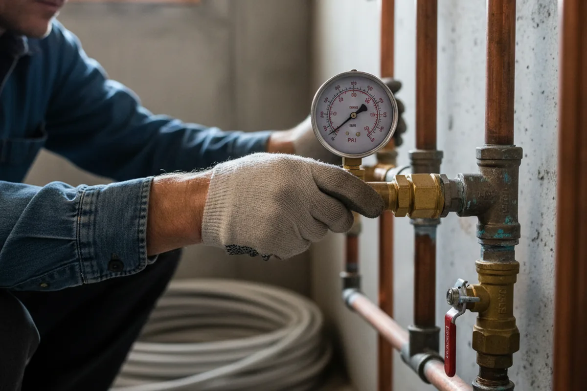 Pressure testing a repaired line during Water Line Repair in Sunland